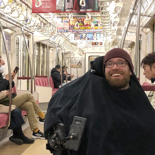 Ean loving a ride on the Tokyo Metro
